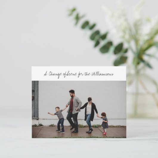 Carte Postale Faire-part Script Whimsical Famille Photo New Home Moving (Debout devant)