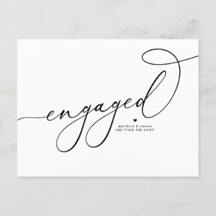 Carte Postale Faire-part Script Whimsical noir engagé Enregistrer la date