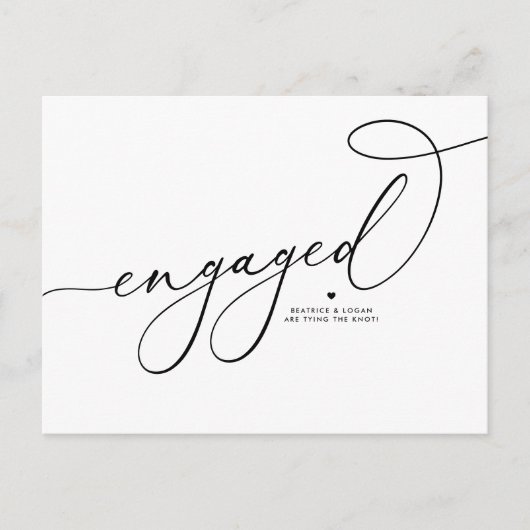 Carte Postale Faire-part Script Whimsical noir engagé Enregistrer la date (Devant)