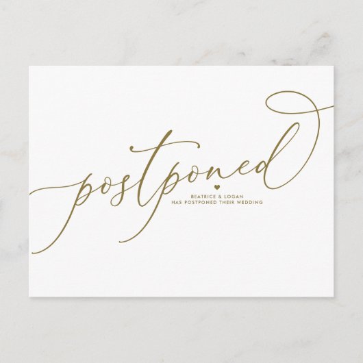 Carte Postale Faire-part Script Whimsical Or Remonté Mariage (Devant)