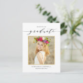 Carte Postale Faire-part Script Whimsical Parties scintillant or Photo Grad (Debout devant)
