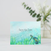 Carte Postale Faire-part Sea Turtle Ocean Beach Art Wedding Enregistrer la  (Debout devant)