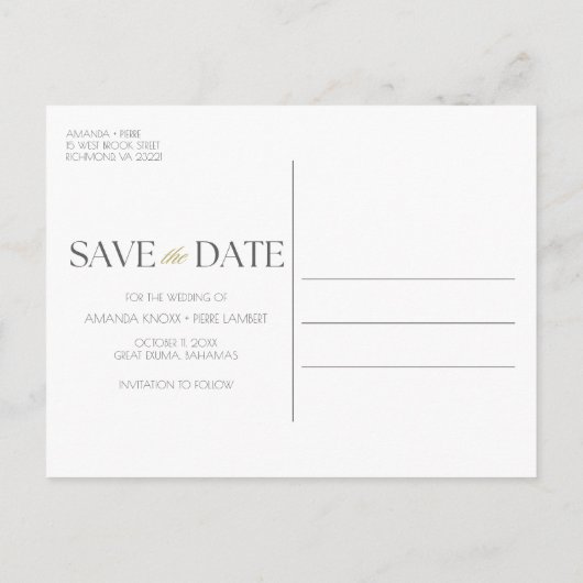 Carte Postale Faire-part Seashell Beach Destination Mariage Enregistrer la  (Dos)
