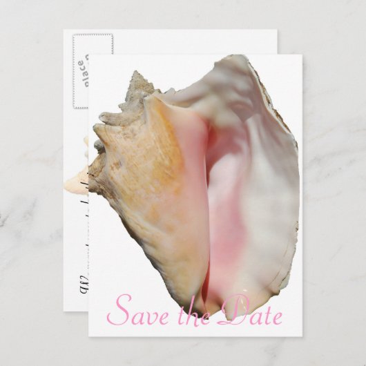 Carte Postale Faire-part Seashell Conch Beach Wedding (Devant / Derrière)