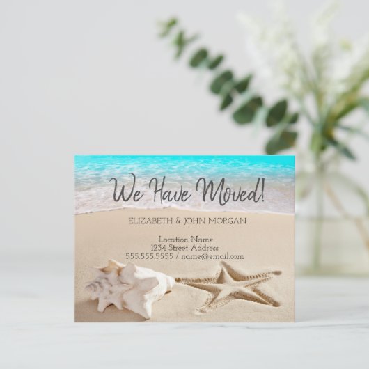 Carte Postale Faire-part Seashells Beach Moving (Debout devant)