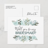 Carte Postale Faire-part Seras-Tu Ma Demoiselle D'Honneur Eucalyptus Verdur (Devant / Derrière)