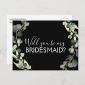 Carte Postale Faire-part Seras-Tu Ma Demoiselle D'Honneur Eucalyptus Verdur (Devant / Derrière)