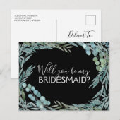 Carte Postale Faire-part Seras-Tu Ma Demoiselle D'Honneur Eucalyptus Verdur (Devant / Derrière)