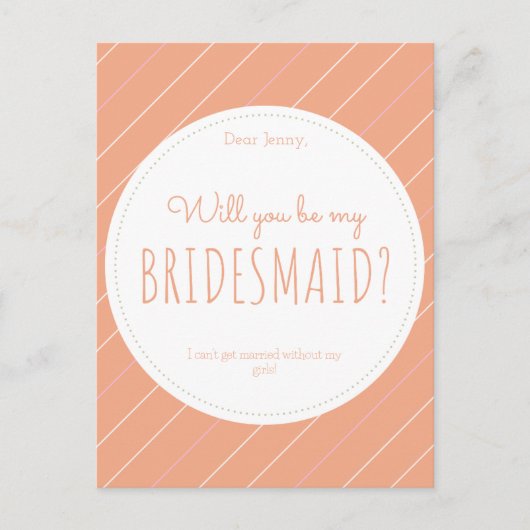 Carte Postale Faire-part Seras-Tu Ma Demoiselle D'Honneur | Proposition Dem (Devant)