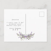 Carte Postale Faire-part seras-tu ma fille aux fleurs boho lavande florale (Dos)