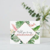 Carte Postale Faire-part Serez-vous ma demoiselle d'honneur Tropical Palm W (Debout devant)