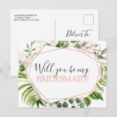 Carte Postale Faire-part Serez-vous ma femme d'honneur Eucalyptus Green (Devant / Derrière)