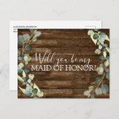 Carte Postale Faire-part Serez-vous ma femme d'honneur Eucalyptus verdure (Devant / Derrière)