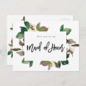 Carte Postale Faire-part serez-vous ma servante d'honneur boho floral (Devant / Derrière)