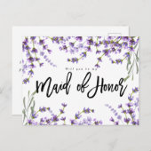 Carte Postale Faire-part serez-vous ma servante d'honneur boho lavender flo (Devant / Derrière)