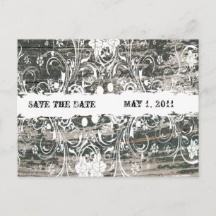Carte Postale Faire-part Shabby Vintage Old Wood Sauvez la date