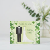 Carte Postale Faire-part Shamrock irlandais, tuxedo, robe mariage Enregistr (Debout devant)