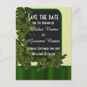 Carte Postale Faire-part Shamrock vert irlandais enregistrer la date (Devant)