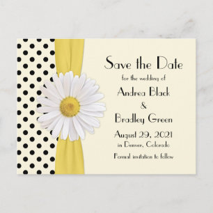 Carte Postale Faire-part Shasta Daisy Polka Dot Wedding Sauvez La Date