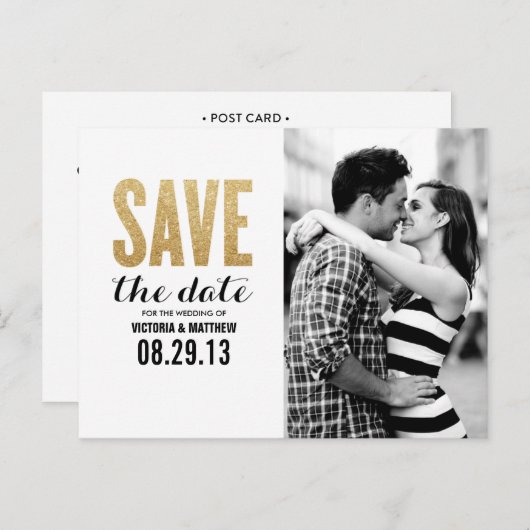 CARTE POSTALE FAIRE-PART SHIMMER & SHINE | ANNONCE DE SAUVEGARDE DE LA DATE (Devant / Derrière)