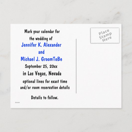Carte Postale Faire-part Signe Las Vegas Enregistrer la date (Dos)