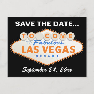 Carte Postale Faire-part signe Las Vegas orange, mariage noir Enregistrer l