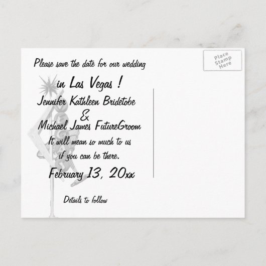 Carte Postale Faire-part SIGNE Mariage cool Neon Las Vegas (Dos)