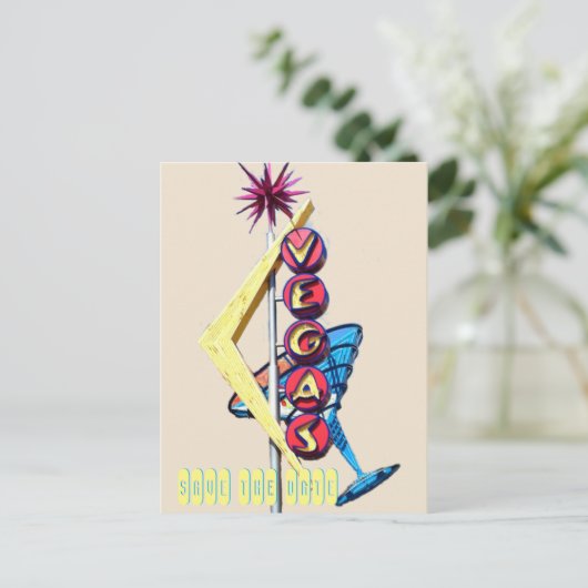 Carte Postale Faire-part SIGNE Mariage cool Neon Las Vegas (Debout devant)