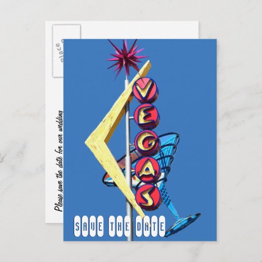 Carte Postale Faire-part SIGNE Mariage cool Neon Las Vegas (Devant / Derrière)