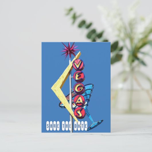 Carte Postale Faire-part SIGNE Mariage cool Neon Las Vegas (Debout devant)