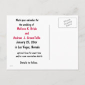 Carte Postale Faire-part Signe Mariage Las Vegas avec Showgirl (Dos)