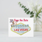 Carte Postale Faire-part Signe Mariage Las Vegas avec Showgirl (Debout devant)