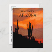 Carte Postale Faire-part Silhouette de cactus saguaro au coucher du soleil  (Devant / Derrière)