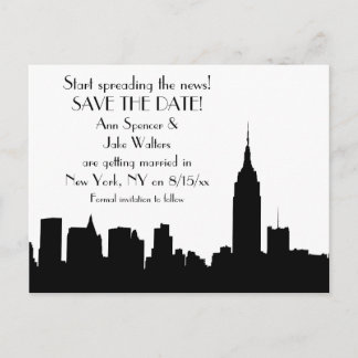 Carte Postale Faire-part Silhouette de la ville de New York noire pour cart