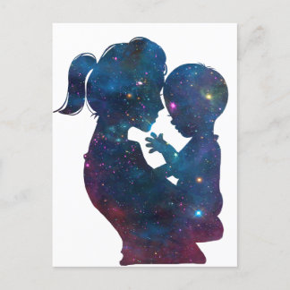 Carte Postale Faire-part Silhouette de mère et d'enfant pour la fête des mè