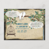 Carte Postale Faire-part Silhouette Doves Bird Cage Enregistrer la date (Dos)