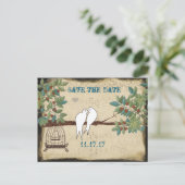 Carte Postale Faire-part Silhouette Doves Bird Cage Enregistrer la date (Debout devant)