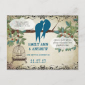 Carte Postale Faire-part Silhouette Inséparables Bird Cage Tree Enregistrer (Dos)