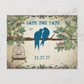 Carte Postale Faire-part Silhouette Inséparables Bird Cage Tree Enregistrer (Devant)