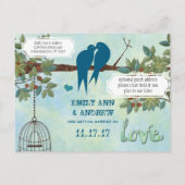 Carte Postale Faire-part Silhouette Inséparables Bird Cage Tree Enregistrer (Dos)