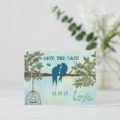 Carte Postale Faire-part Silhouette Inséparables Bird Cage Tree Enregistrer (Debout devant)