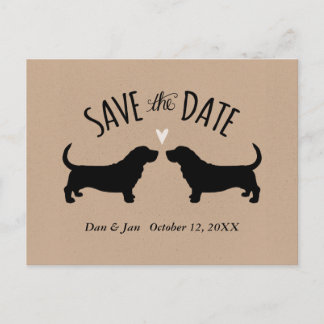 Carte Postale Faire-part Silhouettes de Basset Hound Mariage Économisez la 