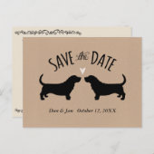 Carte Postale Faire-part Silhouettes de Basset Hound Mariage Économisez la  (Devant / Derrière)