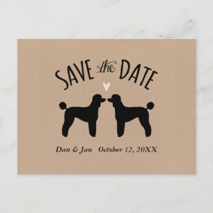 Carte Postale Faire-part Silhouettes de caniche standard Mariage Enregistre