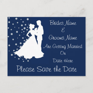Carte Postale Faire-part Silhouettes Navy Blue Wedding Sauvez La Date
