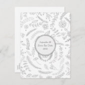 Carte Postale Faire-part Silver Floral Feuille Mariage rustique Enregistrer (Devant / Derrière)