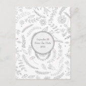 Carte Postale Faire-part Silver Floral Feuille Mariage rustique Enregistrer (Devant)
