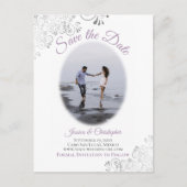 Carte Postale Faire-part Silver Frills Lavender Wedding Enregistrer la date (Devant)