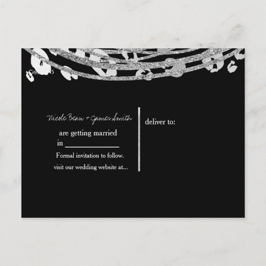 Carte Postale Faire-part Silver Glam Cheetah Imprimer Exotique Enregistrer (Dos)