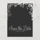 Carte Postale Faire-part Silver & Grey Modern Glam Botanical Enregistrer la (Devant)